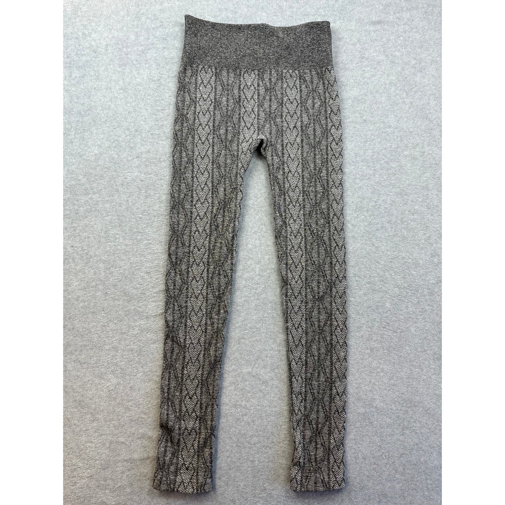French Laundry Gray Cable Knit Heart Pattern Seamless Leggings Womens Size S/M